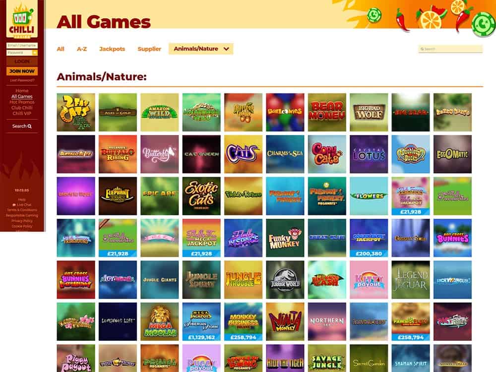 Chilli Casino Games List