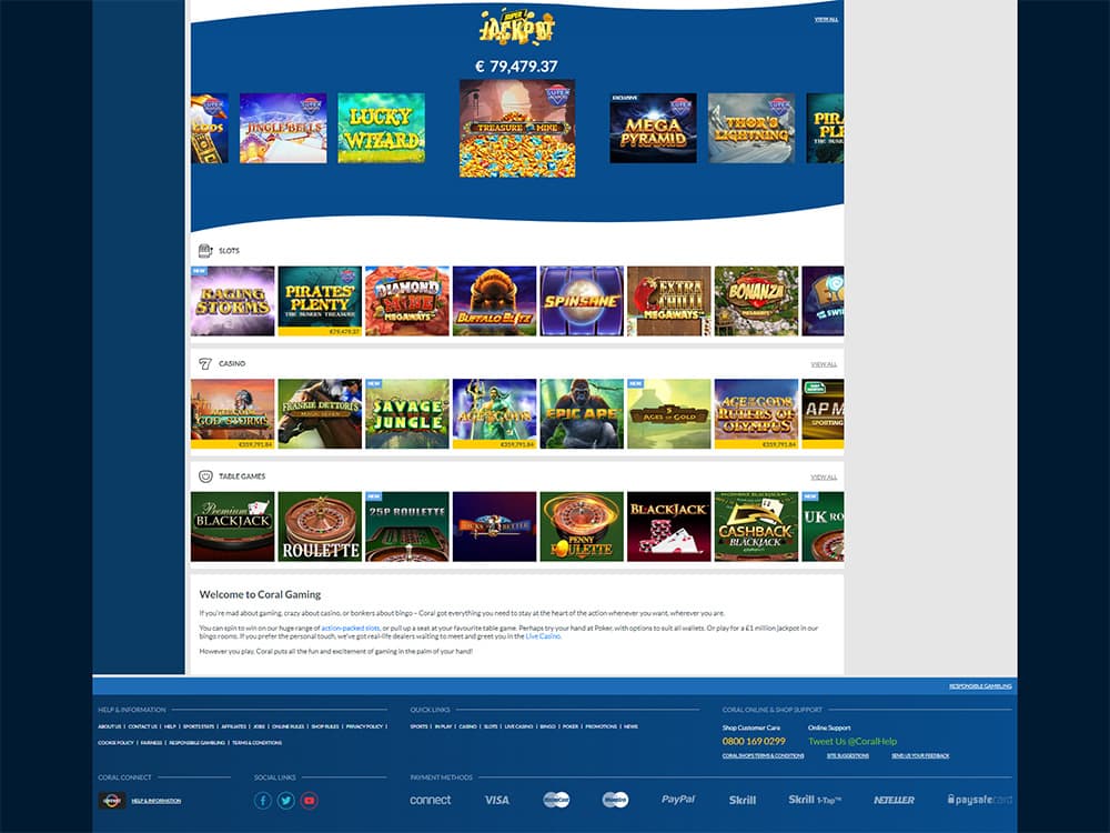 Coral Casino Home Page