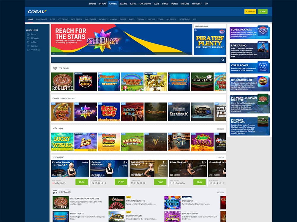 Coral Casino Home Page